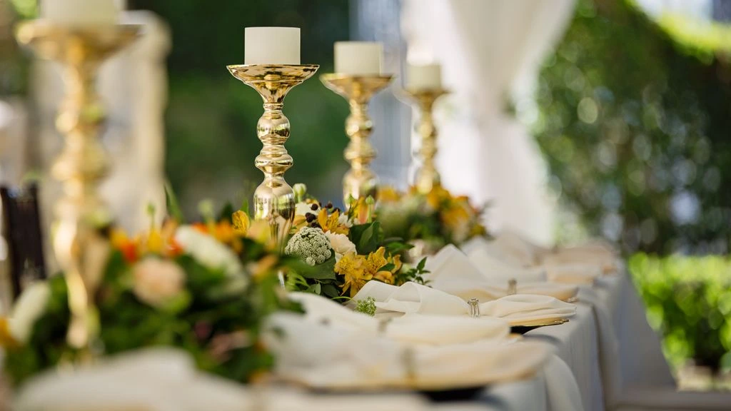 Table dressée au crépuscule sous les oliviers centenaires